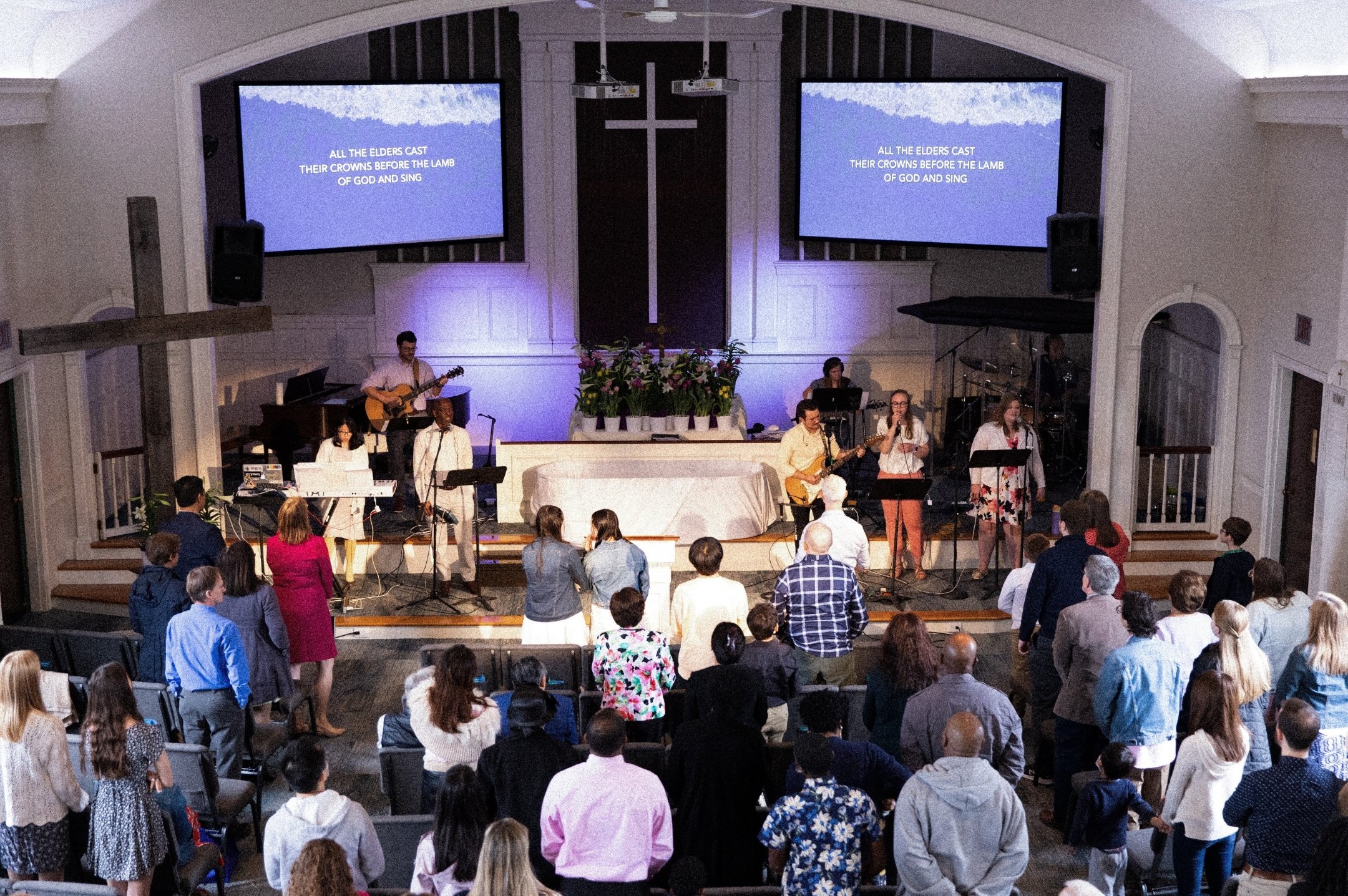 Aerial View of the Easter Sunday worship set