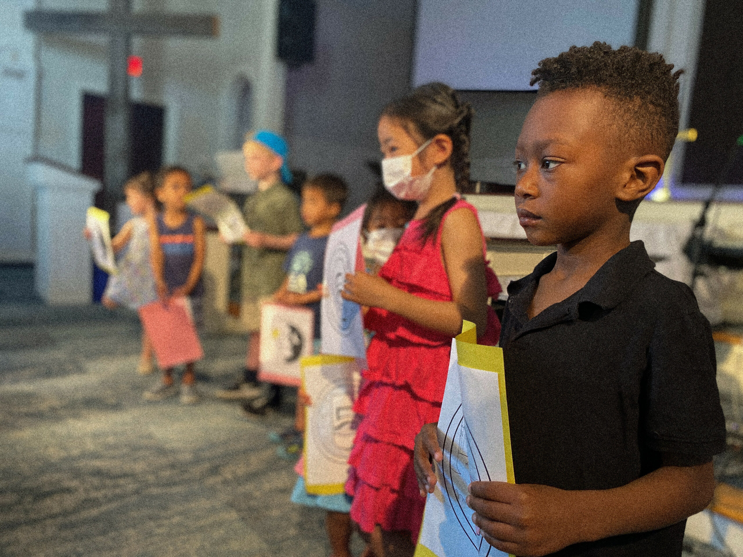 Kids presenting what they've learned in class on Kidsrock Sunday